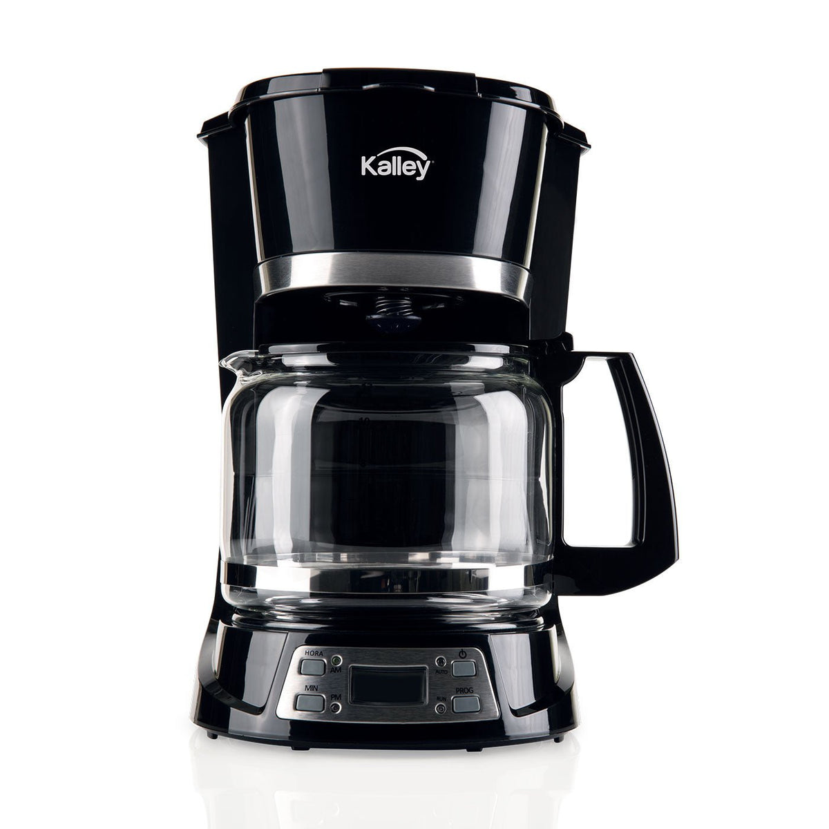 Cafetera Eléctrica Kalley Negro 27x29.5cm de Goteo Para 12 Tazas con Pantalla Digital y con Apagado Automático
