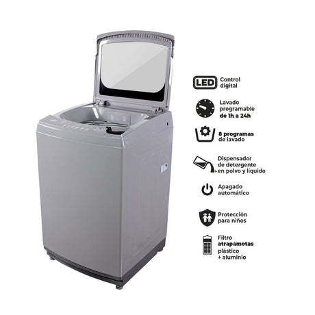 Lavadora Kalley Gris 55x94cm Para Carga de 12 Kilogramos - LAVADORAS Y SECADORAS | Bylmo