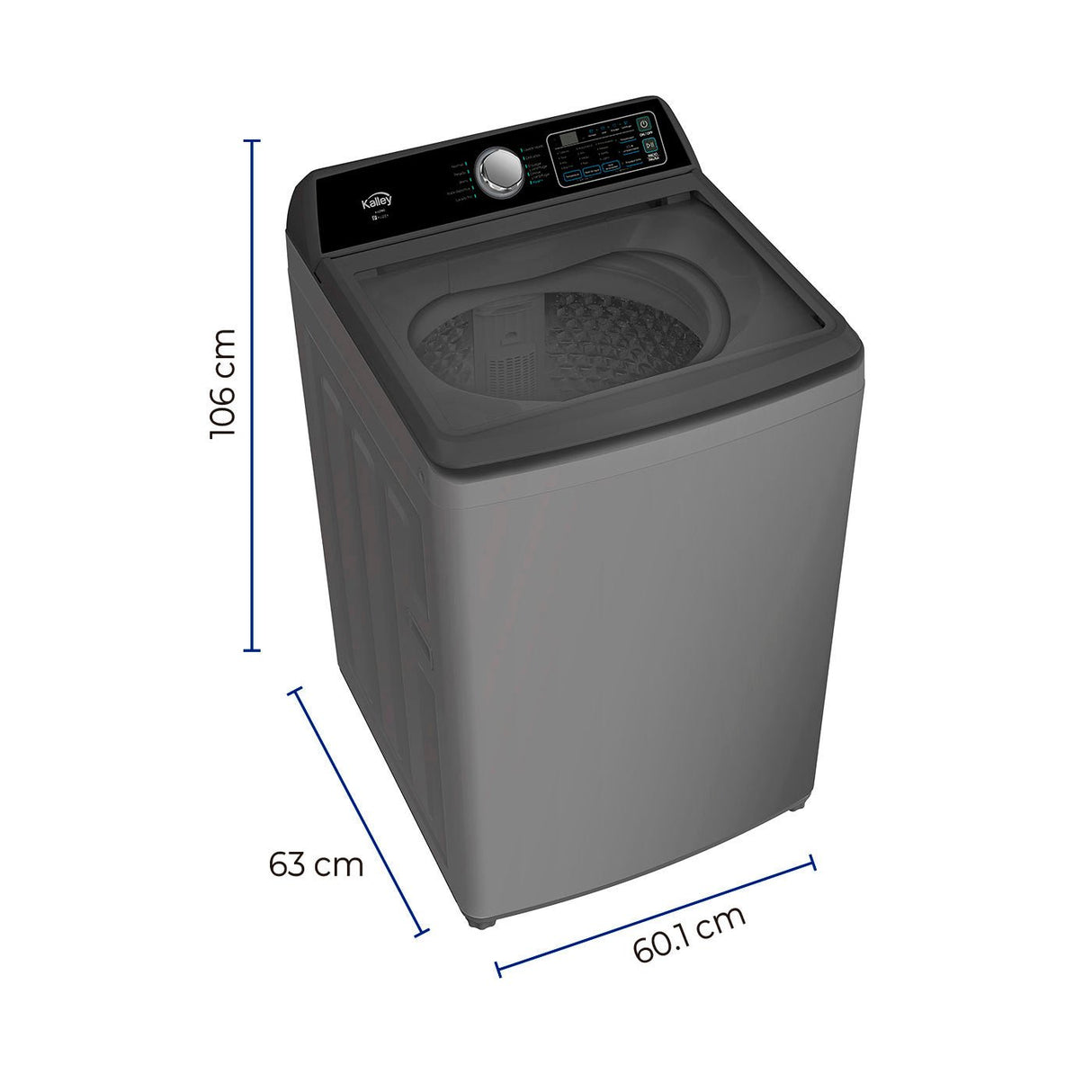 Lavadora Kalley Gris 60.1x106cm Para Carga de 18 Kilogramos - LAVADORAS Y SECADORAS | Bylmo