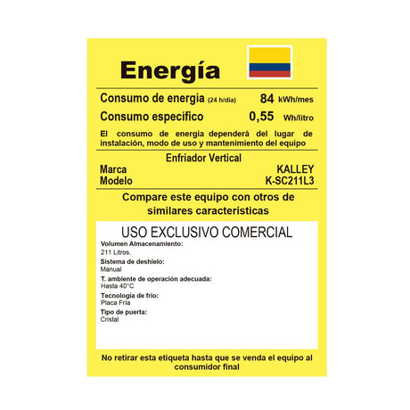 Nevera Kalley Blanco 52x149.4cm para 211 Litros - NEVERAS | Bylmo