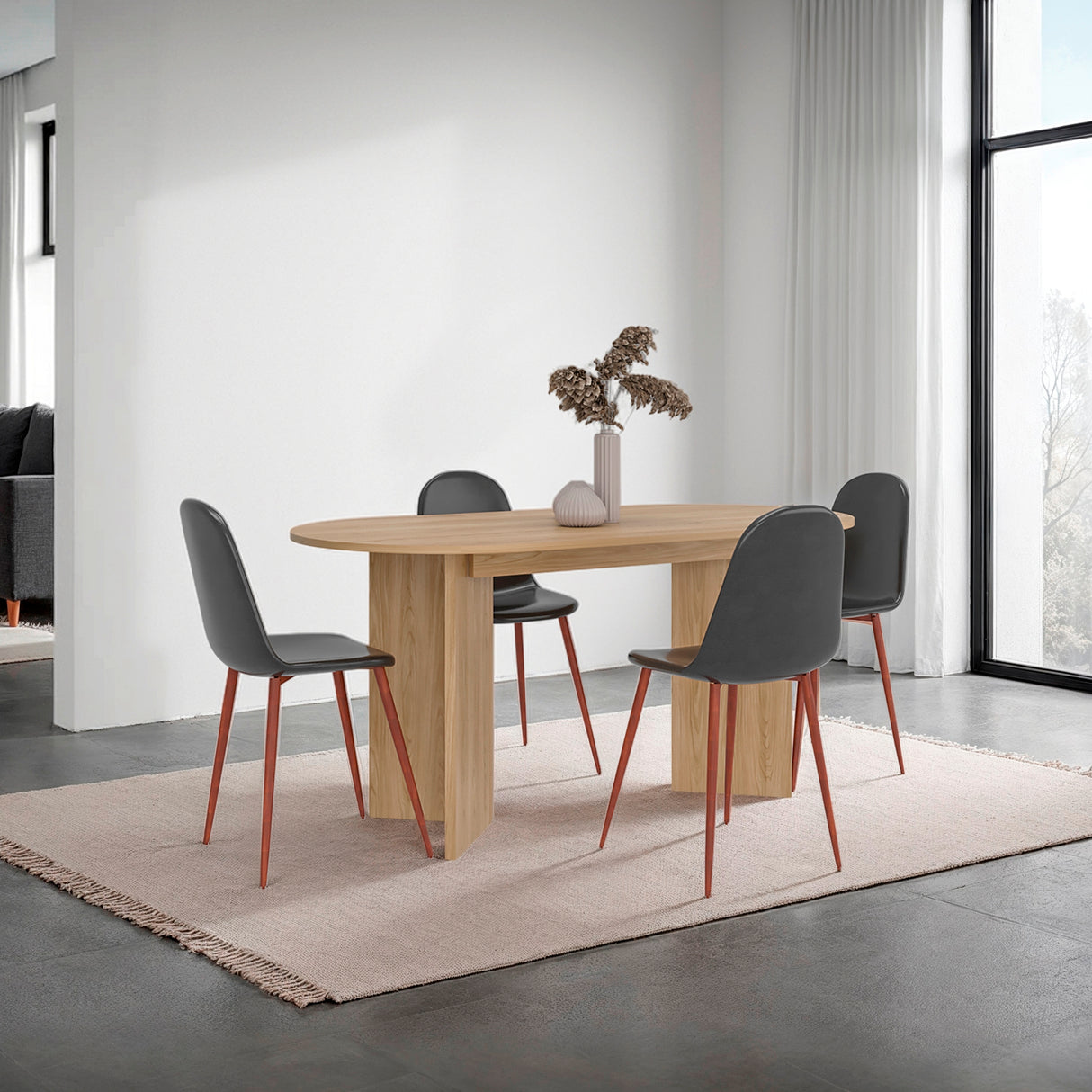 Mesa de Comedor Ted Fresno 156x74.6cm Ovalado de Cuatro Puestos sin Sillas