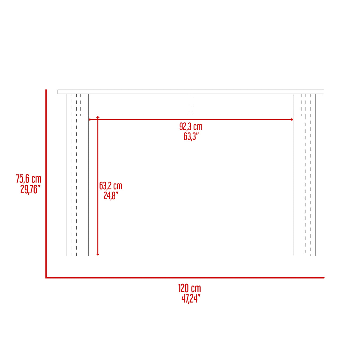 Mesa de Comedor Portofino Nacar 120x75.6cm Rectangular de Cuatro Puestos sin Sillas - COMEDORES | Bylmo