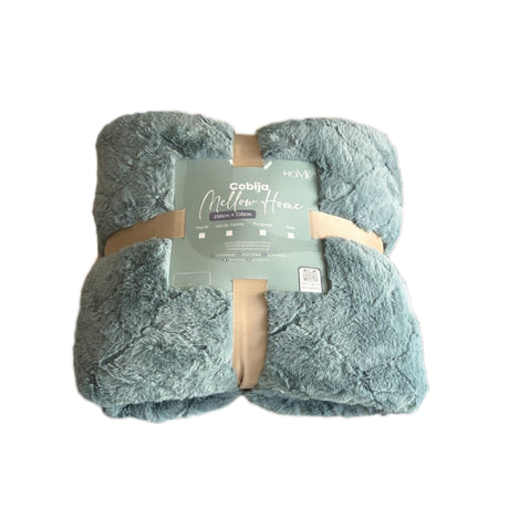 Cobija Ovejera Mellow Home Verde Manzana 200x230cm Extrasuave de Lineas Verticales - COBIJAS Y MANTAS | Bylmo