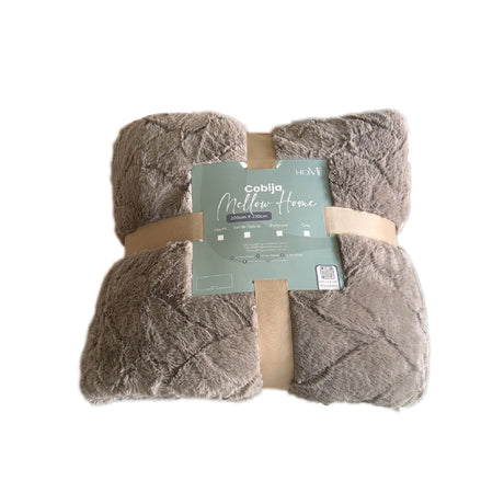 Cobija Ovejera Mellow Home Gris 200x230cm Extrasuave de Lineas Verticales - COBIJAS Y MANTAS | Bylmo