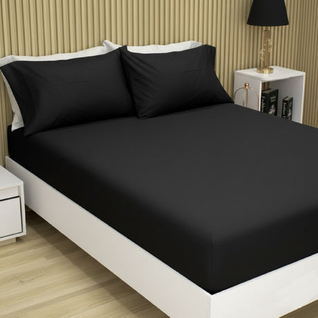 Semijuego de Sábanas Black Beauty Negro King 200 X 180 Cm 200 Hilos - SABANAS | Bylmo