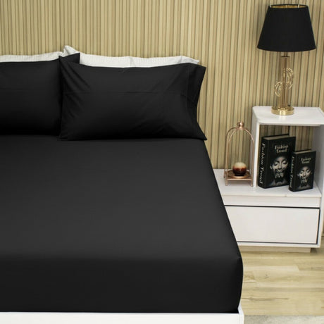 Semijuego de Sábanas Black Beauty Negro King 200 X 180 Cm 200 Hilos - SABANAS | Bylmo