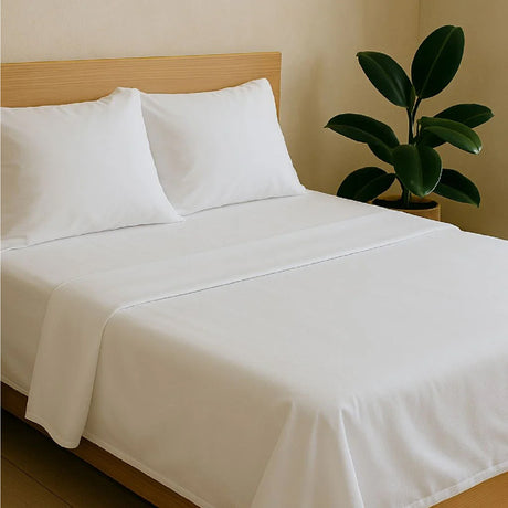 Juego de Sábanas Microtex Blanco Doble 140 X 180 Cm 200 Hilos - SABANAS | Bylmo