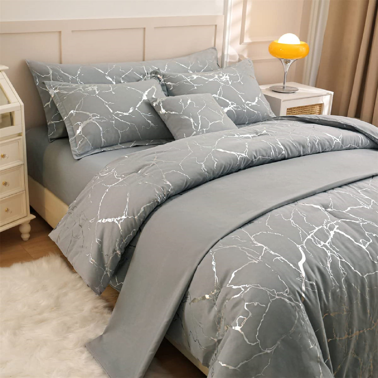 Funda de Duvet Harmony Gold Gris 280x240cm para Cama King 200 X 180 Cm - TENDIDOS Y CUBRELECHOS | Bylmo