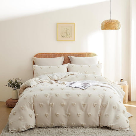 Combo Funda Duvet con Plumón Harmony Love Beige 240x240cm para Cama Queen 160 X 180 Cm - TENDIDOS Y CUBRELECHOS | Bylmo