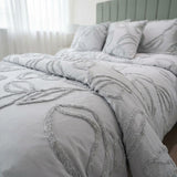 Combo Funda Duvet con Plumón Harmony Leaf Gris 200x240cm para Cama Semidoble 120 X 180 Cm - TENDIDOS Y CUBRELECHOS | Bylmo