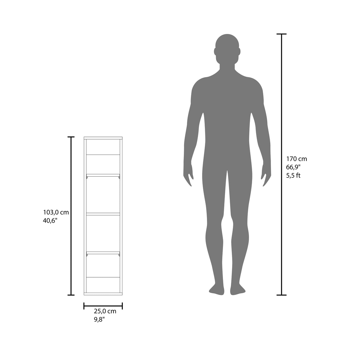 Gabinete de Baño Blanco 25x103cm Rectangular con Tres Entrepaños