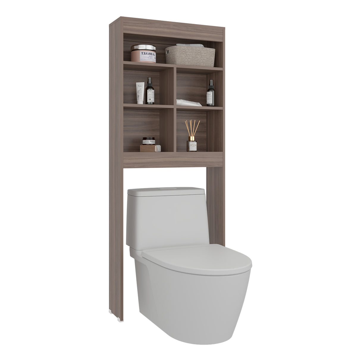 Ahorrador de Espacio para Baño Duo Avellana 63.2x160.8cm con Cuatro Entrepaños y con Patas