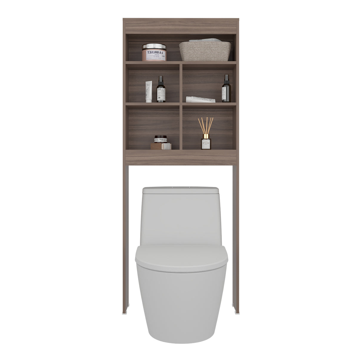 Ahorrador de Espacio para Baño Duo Avellana 63.2x160.8cm con Cuatro Entrepaños y con Patas