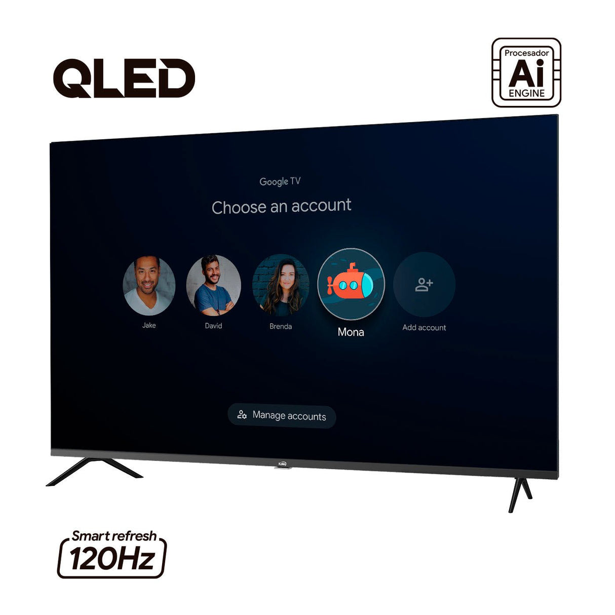 Televisor Kalley Smart de 58" Pulgadas Google TV Negro 129.45x75.47cm Qled 4K - TELEVISORES | Bylmo