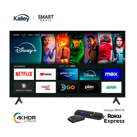 Televisor Kalley Smart de 50" Pulgadas Roku Negro 111.12x64.07cm Led 4K - TELEVISORES | Bylmo