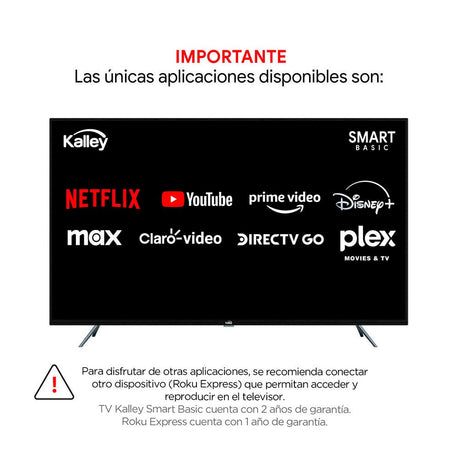 Televisor Kalley Smart de 50" Pulgadas Roku Negro 111.12x64.07cm Led 4K - TELEVISORES | Bylmo