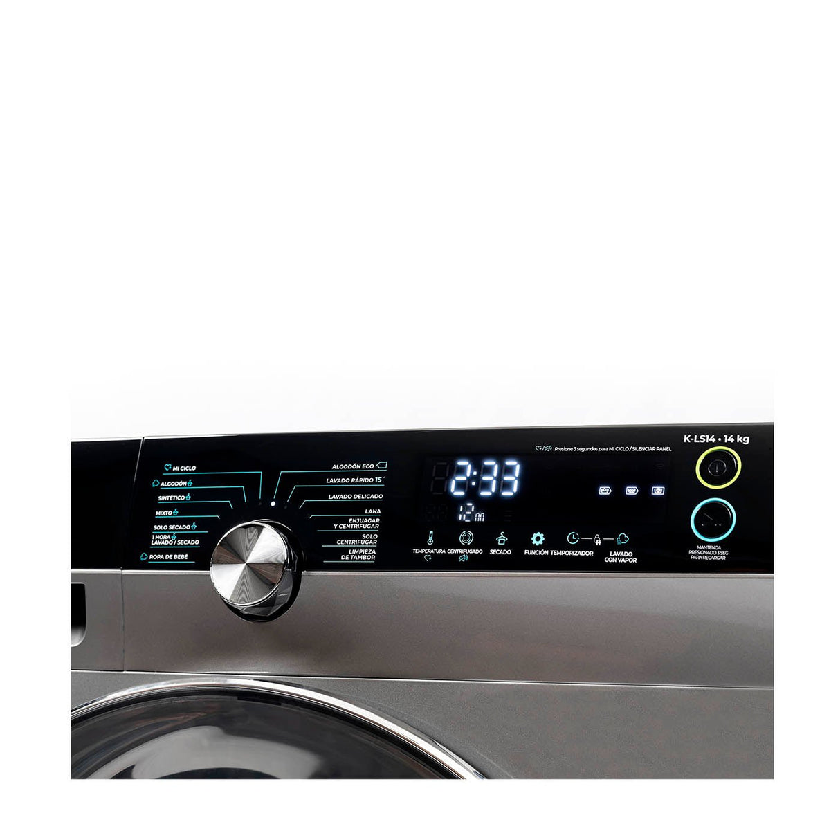 Lavadora Kalley Gris 59.5x85cm con Opcion de Secadora para 14 Kilogramos - LAVADORAS Y SECADORAS | Bylmo