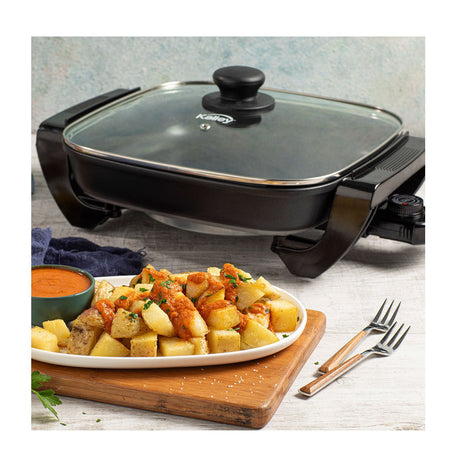 Sartén Eléctrica Kalley Negro 38x11cm con Temperatura Ajustable y con Tapa - SARTENES ELECTRICOS | Bylmo