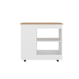 Mueble Auxiliar de Cocina BiColor Fresno y Blanco 100x90cm con un Entrepaño y con Dos Comportamiento - BARRAS Y MUEBLES AUXILIARES | Bylmo