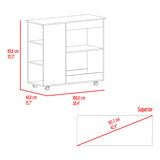 Mueble Auxiliar de Cocina BiColor Fresno y Blanco 100x90cm con un Entrepaño y con Dos Comportamiento - BARRAS Y MUEBLES AUXILIARES | Bylmo
