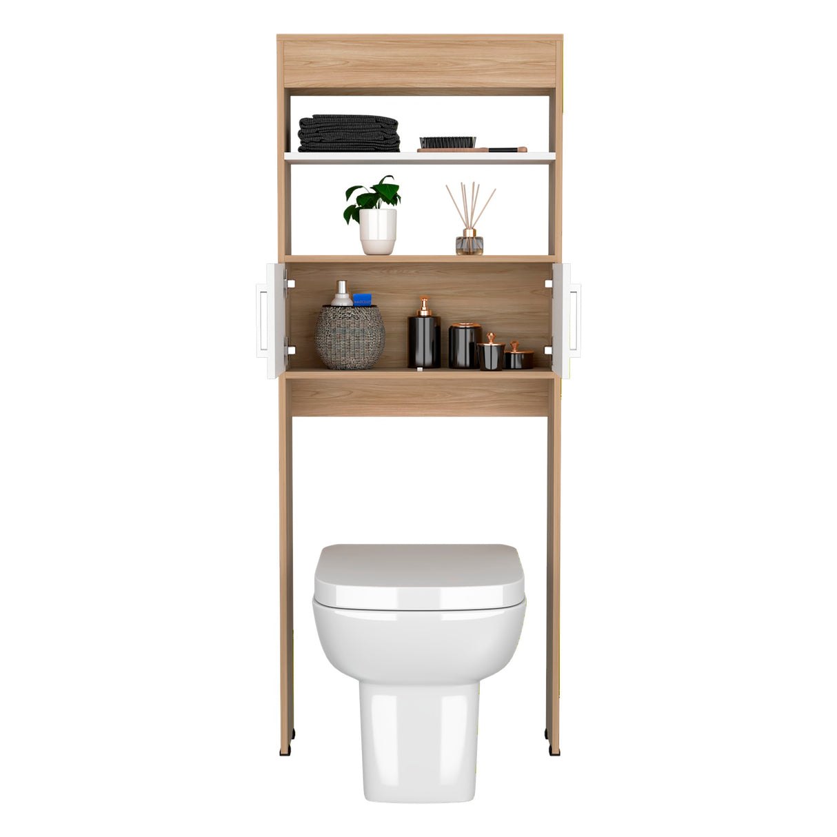 Optimizador de Baño BiColor Fresno y Blanco 62x160cm con Un Entrepaño - OTROS MUEBLES PARA BANHO | Bylmo