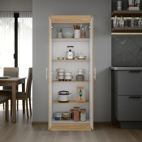 Alacena Nepal Fresno y Blanco 60x170cm con Dos Puertas - ALACENAS Y MUEBLES MICROONDAS | Bylmo