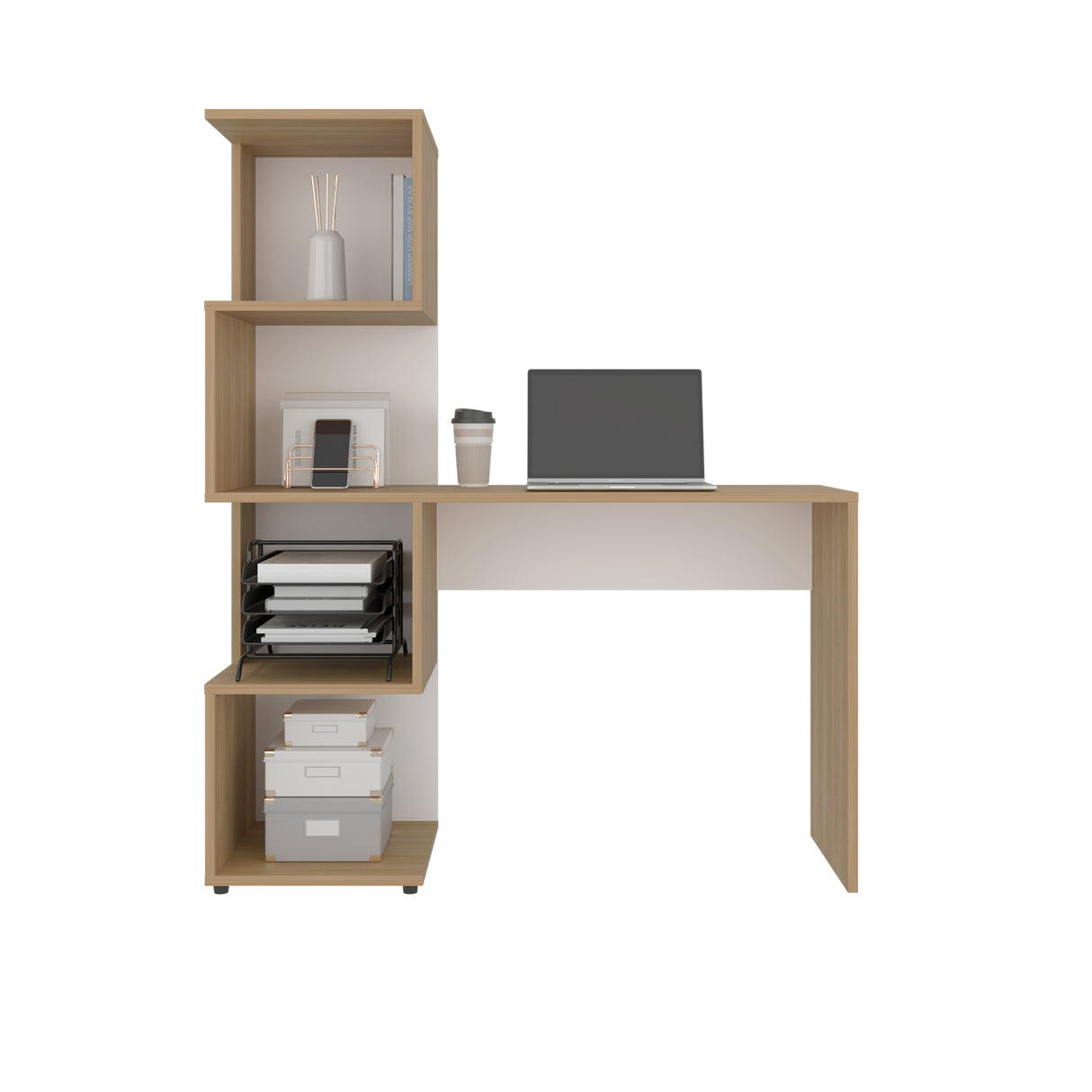 Escritorio Danis Fresno y Blanco 120x144.6cm - ESCRITORIOS | Bylmo