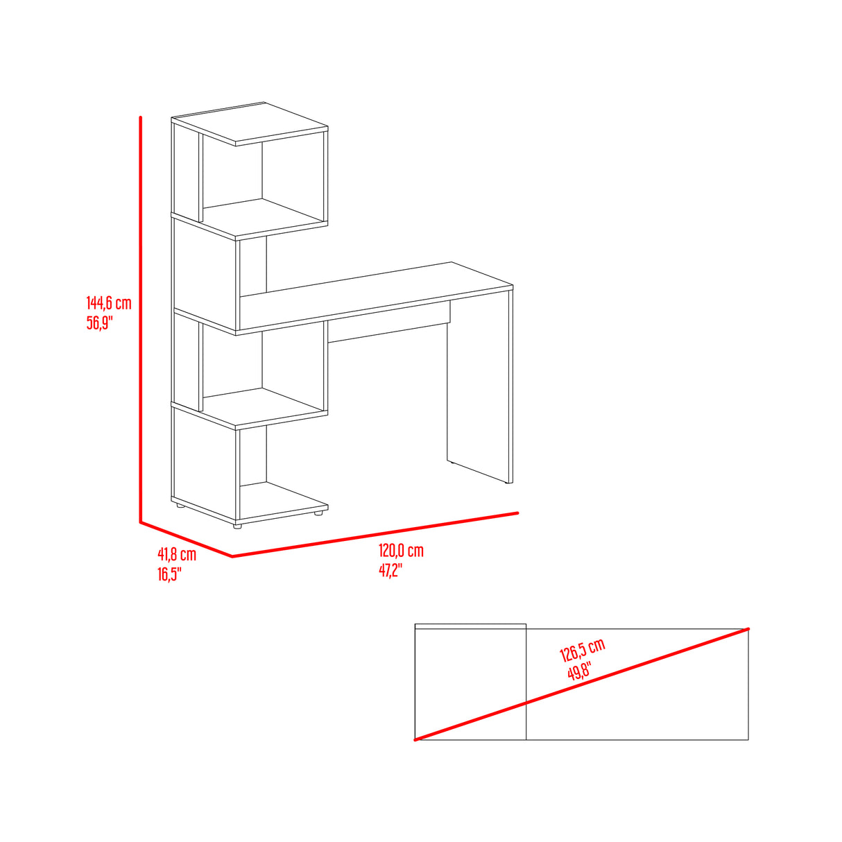 Escritorio Danis Fresno y Blanco 120x144.6cm - ESCRITORIOS | Bylmo