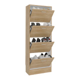 Zapatero Z 51 Fresno y Blanco 52x140.6cm Vertical de Cuatro Niveles para Ocho pares de Zapatos - ZAPATEROS | Bylmo