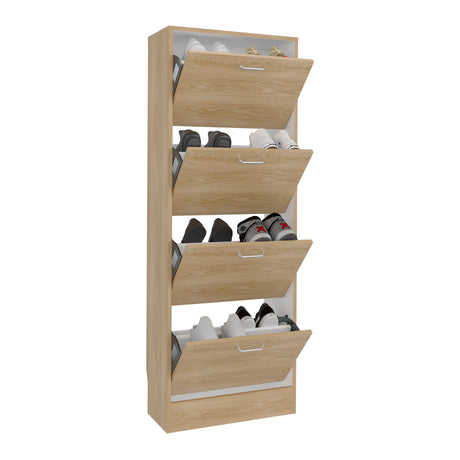 Zapatero Z 51 Fresno y Blanco 52x140.6cm Vertical de Cuatro Niveles para Ocho pares de Zapatos - ZAPATEROS | Bylmo