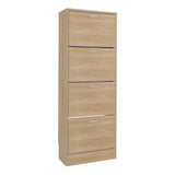 Zapatero Z 51 Fresno y Blanco 52x140.6cm Vertical de Cuatro Niveles para Ocho pares de Zapatos - ZAPATEROS | Bylmo