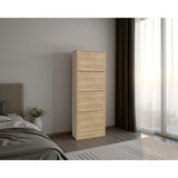 Zapatero Z 51 Fresno y Blanco 52x140.6cm Vertical de Cuatro Niveles para Ocho pares de Zapatos - ZAPATEROS | Bylmo