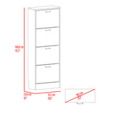 Zapatero Z 51 Fresno y Blanco 52x140.6cm Vertical de Cuatro Niveles para Ocho pares de Zapatos - ZAPATEROS | Bylmo