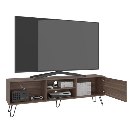 Mesa para TV Andorra Z Avellana 180x58cm Para TV Hasta 75 Pulgadas con Un Cajón y con Ranuras para Cables - MUEBLES DE TV | Bylmo