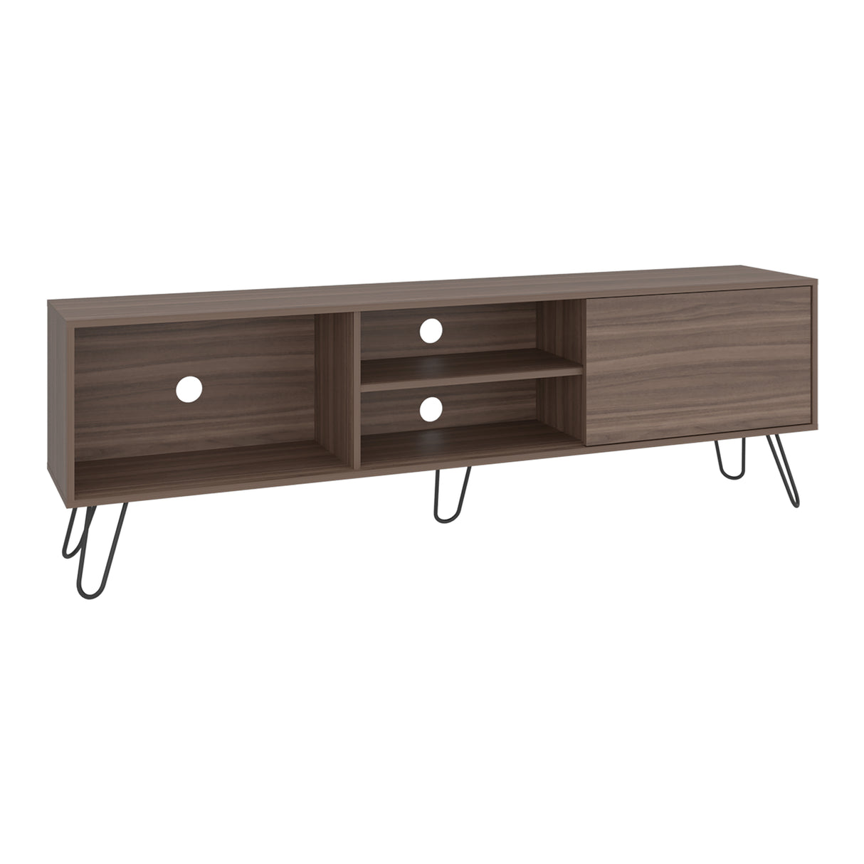 Mesa para TV Andorra Z Avellana 180x58cm Para TV Hasta 75 Pulgadas con Un Cajón y con Ranuras para Cables - MUEBLES DE TV | Bylmo