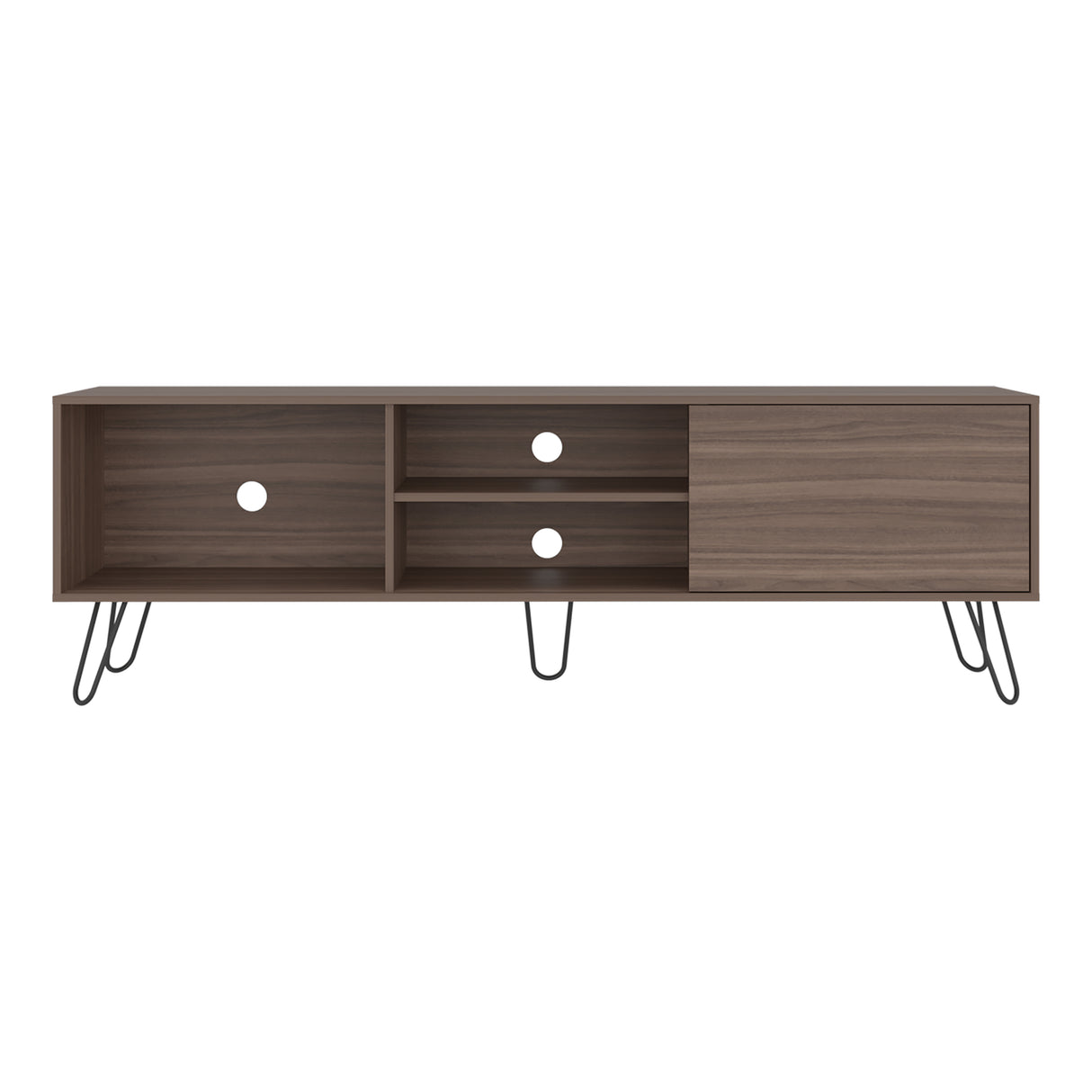 Mesa para TV Andorra Z Avellana 180x58cm Para TV Hasta 75 Pulgadas con Un Cajón y con Ranuras para Cables - MUEBLES DE TV | Bylmo