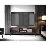 Mesa para TV Andorra Z Avellana 180x58cm Para TV Hasta 75 Pulgadas con Un Cajón y con Ranuras para Cables - MUEBLES DE TV | Bylmo