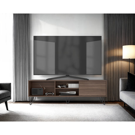 Mesa para TV Andorra Z Avellana 180x58cm Para TV Hasta 75 Pulgadas con Un Cajón y con Ranuras para Cables - MUEBLES DE TV | Bylmo