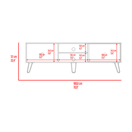 Mesa para TV Andorra Z Avellana 180x58cm Para TV Hasta 75 Pulgadas con Un Cajón y con Ranuras para Cables - MUEBLES DE TV | Bylmo