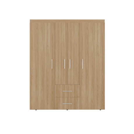 Closet Bariloche Eco Fresno y Blanco 150.3x177.9cm Con Dos Cajones y Cuatro Puertas - CLOSETS | Bylmo