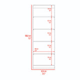 Estantería Home Fresno y Blanco 63x181cm con Cinco Compartimientos - BIBLIOTECAS Y ESTANTERIAS | Bylmo