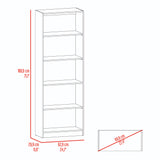 Estantería Home Fresno y Blanco 63x181cm con Cinco Compartimientos - BIBLIOTECAS Y ESTANTERIAS | Bylmo