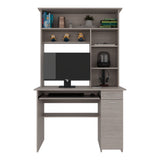 Centro de Computo Minka Gris Positano 110x180.7cm con Cajón y Entrepaños - ESCRITORIOS | Bylmo