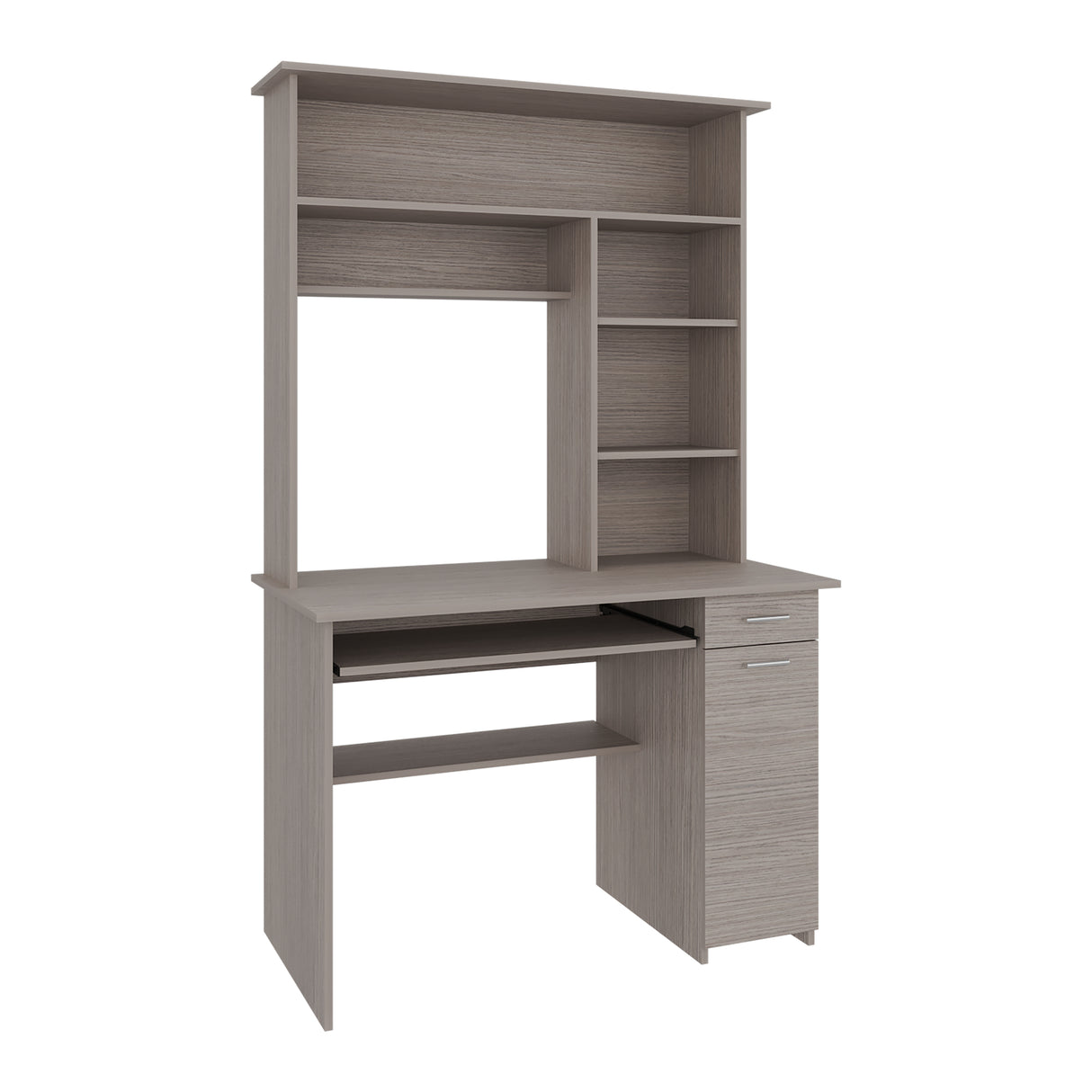 Centro de Computo Minka Gris Positano 110x180.7cm con Cajón y Entrepaños - ESCRITORIOS | Bylmo