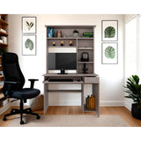 Centro de Computo Minka Gris Positano 110x180.7cm con Cajón y Entrepaños - ESCRITORIOS | Bylmo
