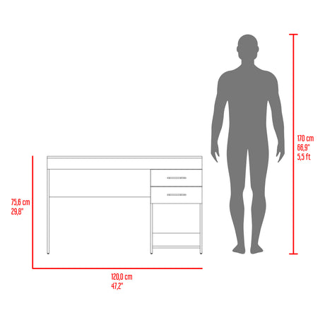 Escritorio Ibare Gris Positano 120x75cm Con Dos Cajones y con Organizador de Libros - ESCRITORIOS | Bylmo