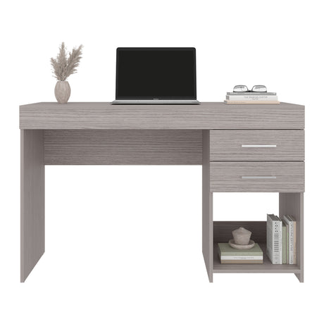 Escritorio Ibare Gris Positano 120x75cm Con Dos Cajones y con Organizador de Libros - ESCRITORIOS | Bylmo