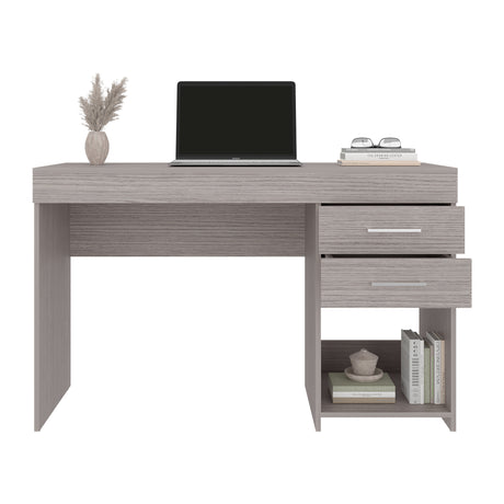 Escritorio Ibare Gris Positano 120x75cm Con Dos Cajones y con Organizador de Libros - ESCRITORIOS | Bylmo