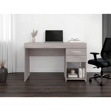 Escritorio Ibare Gris Positano 120x75cm Con Dos Cajones y con Organizador de Libros - ESCRITORIOS | Bylmo
