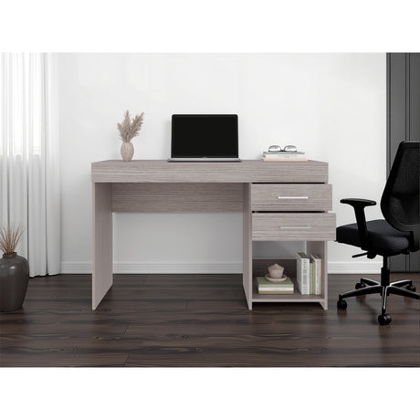 Escritorio Ibare Gris Positano 120x75cm Con Dos Cajones y con Organizador de Libros - ESCRITORIOS | Bylmo